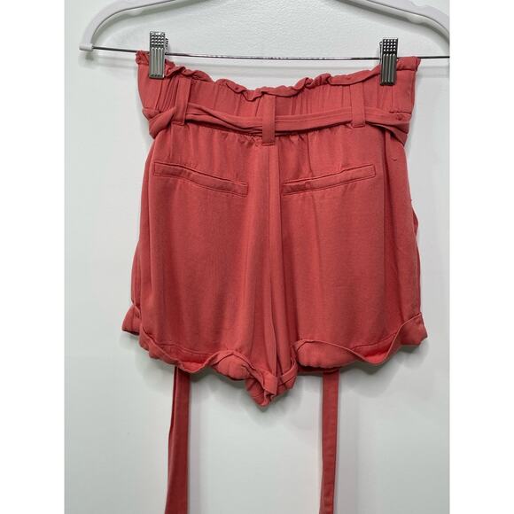 Forever 21 Paperbag Short Pull On Belted Tie Elastic Waist Pink Girly Women's S - Picture 6 of 8